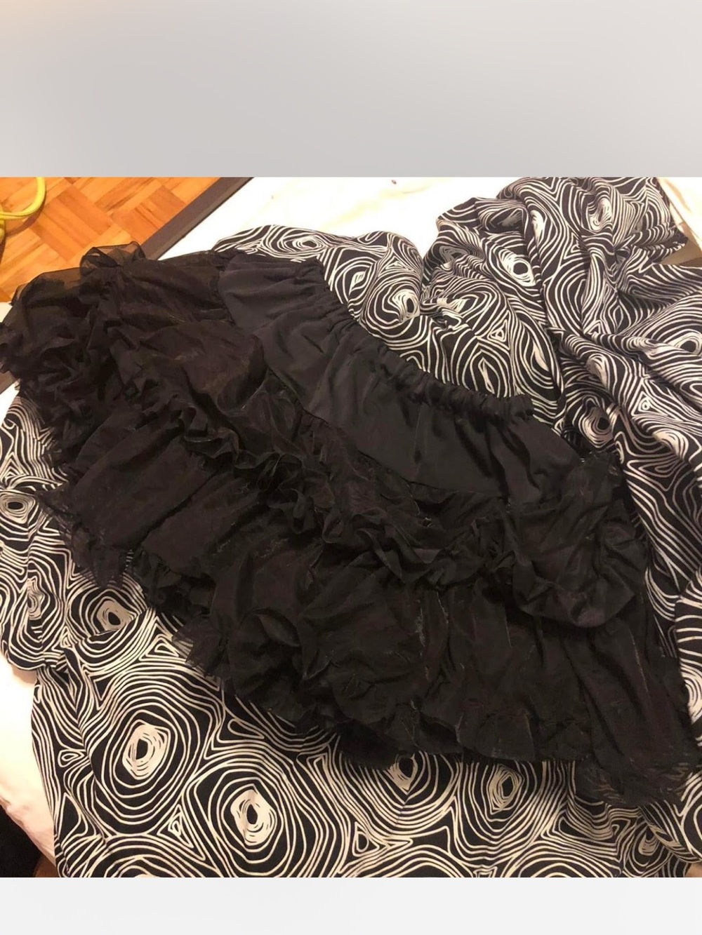 Women's Black Ruffled Tiered mini skirt